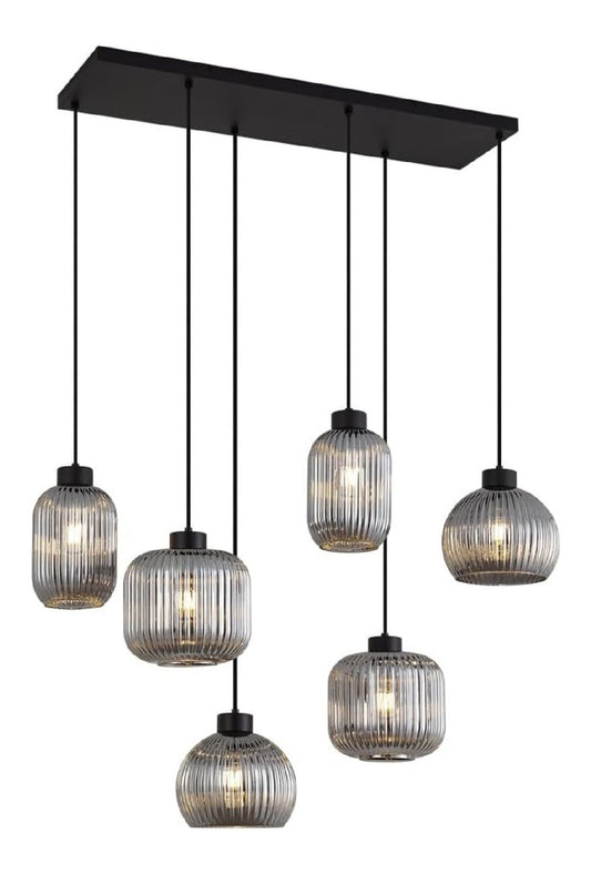 Con diffusore in vetro lampadario decorativo LED integrato nero