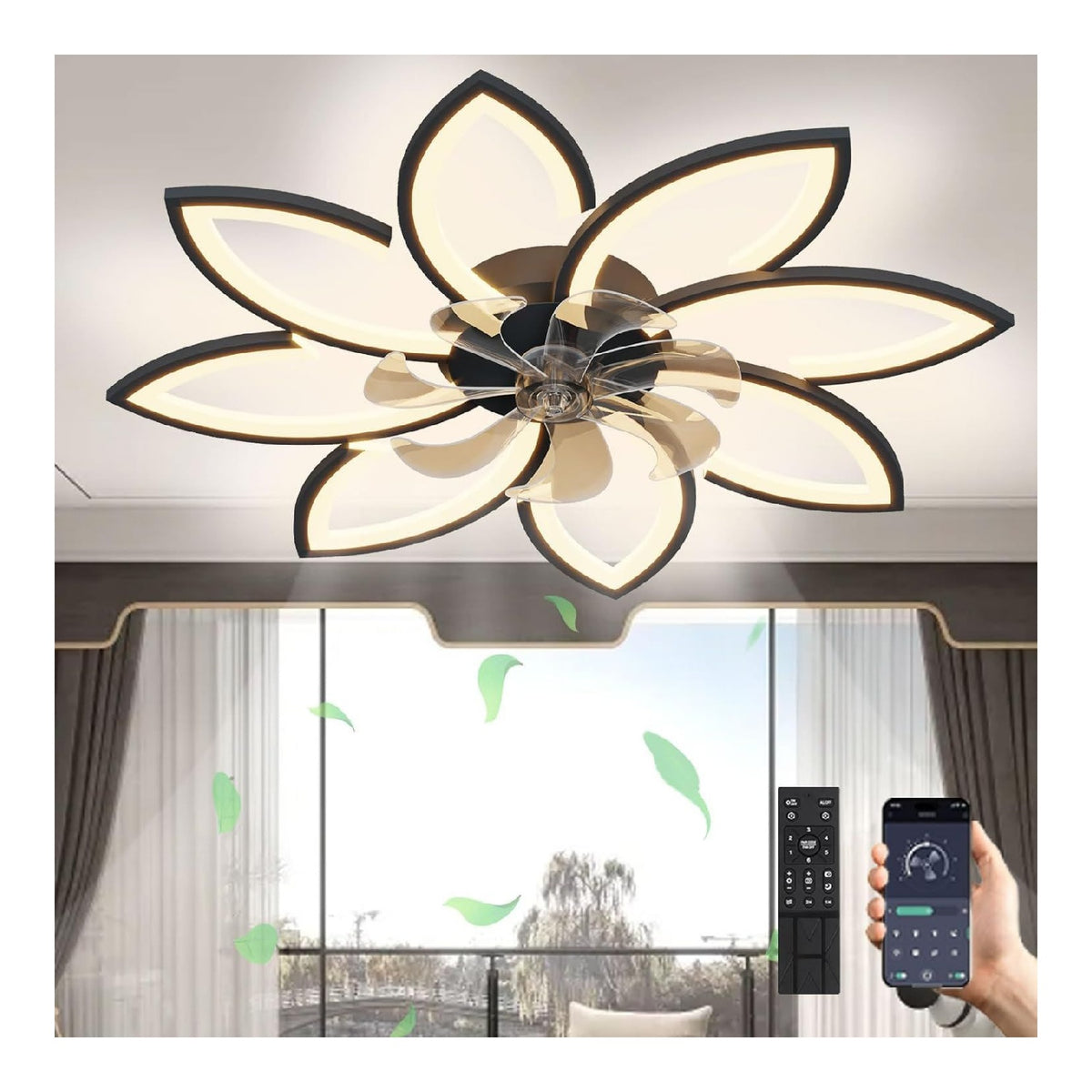 Ventilatore da soffitto con luce 7815 cm dimmerabile bianco