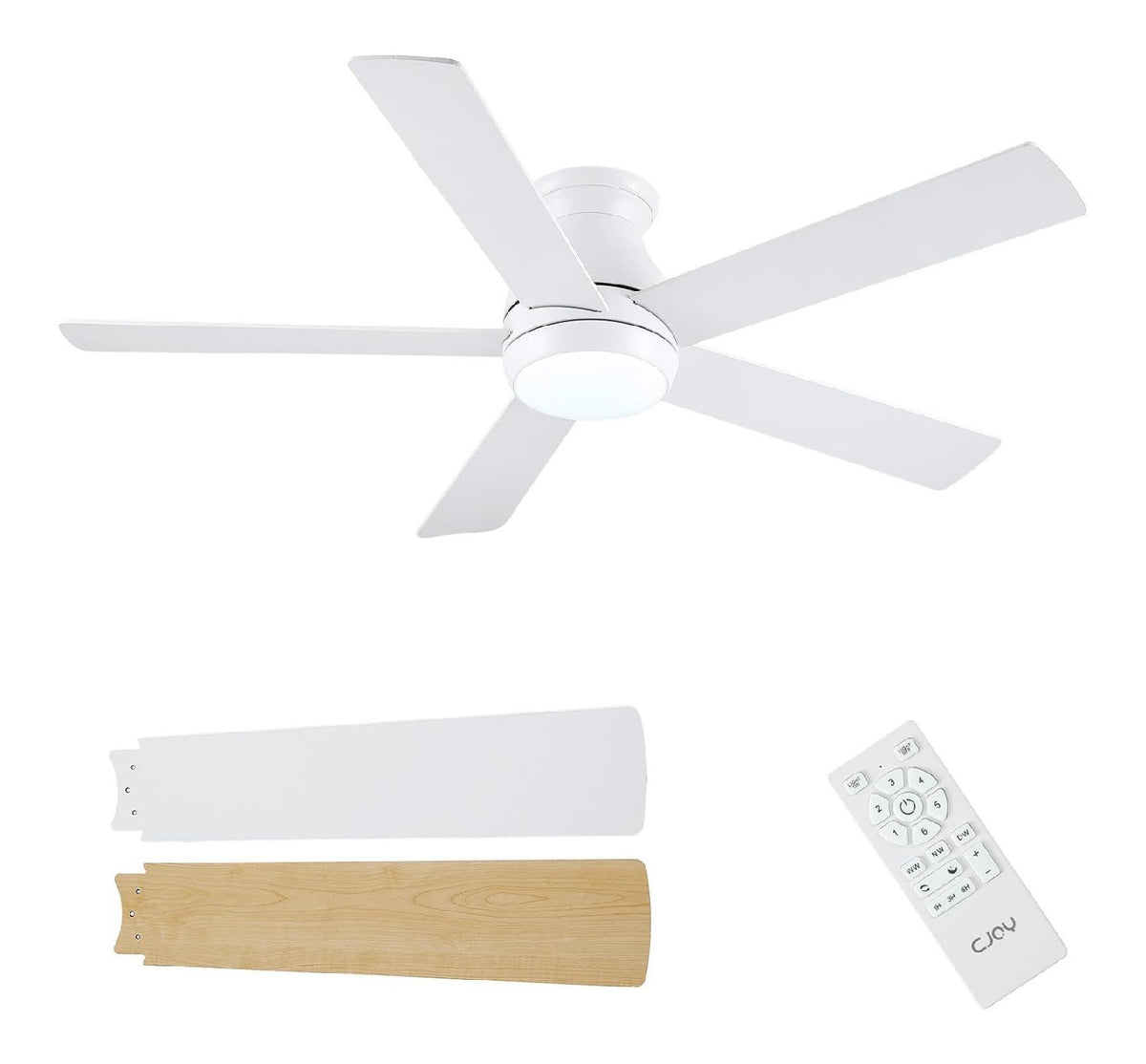 Ventilatore da soffitto con luce dimmerabile regolabile bianco con telecomando 132 cm
