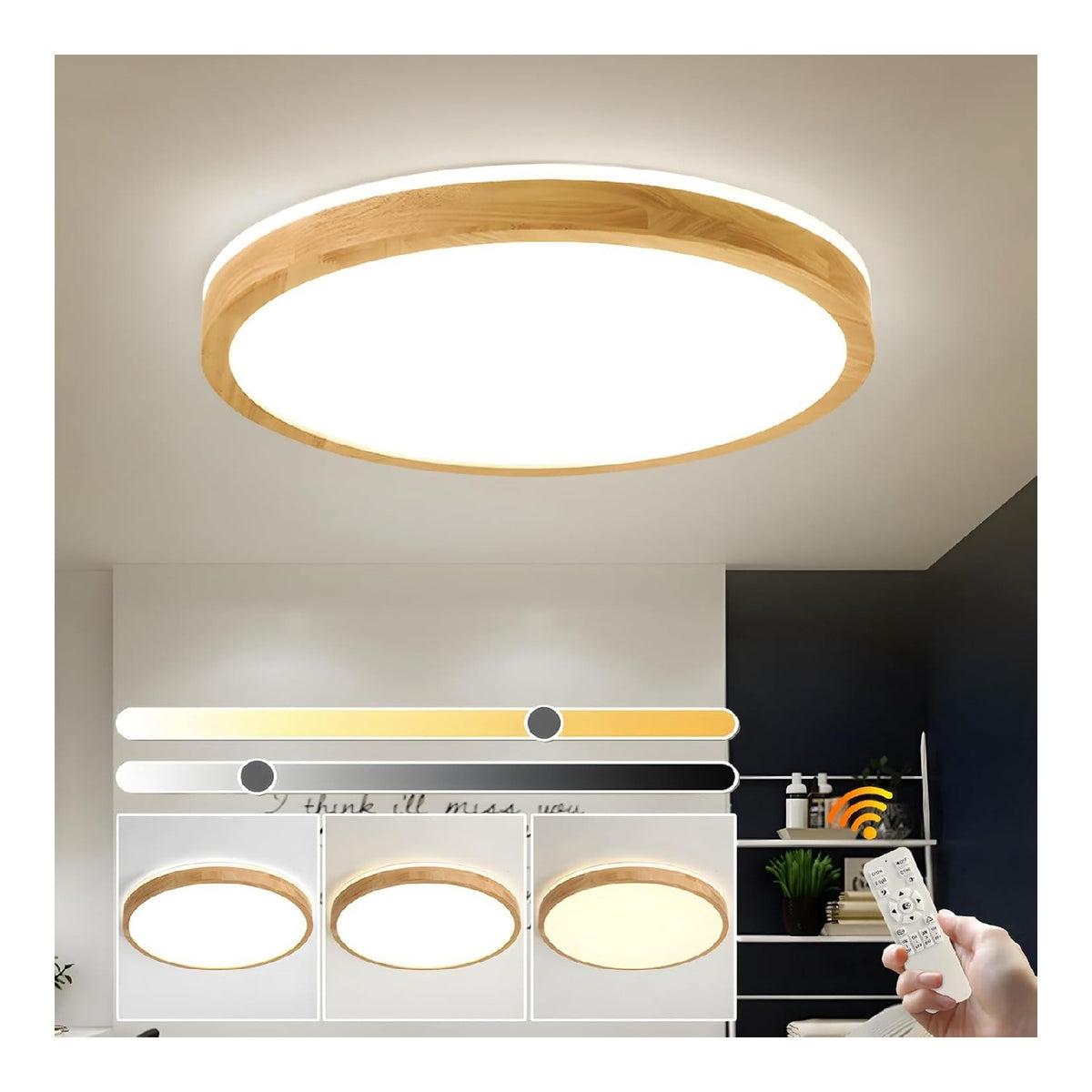 Lampada a soffitto Plafoniera Legno, Lampada Rotonda Legno nero
