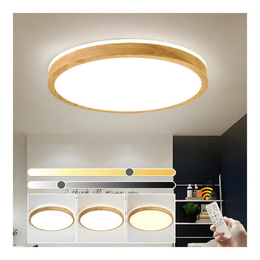 Lampada a soffitto Plafoniera Legno, Lampada Rotonda Legno nero