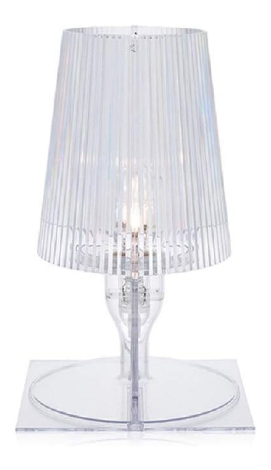 Lampada da tavolo con cristalli stile industriale trasparente
