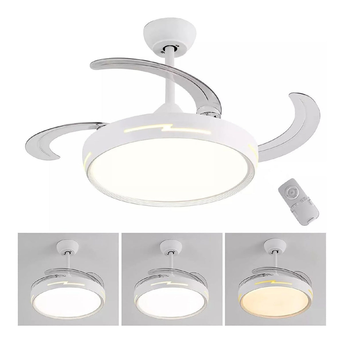 Regolabile ventilatore da soffitto con luce con telecomando nero