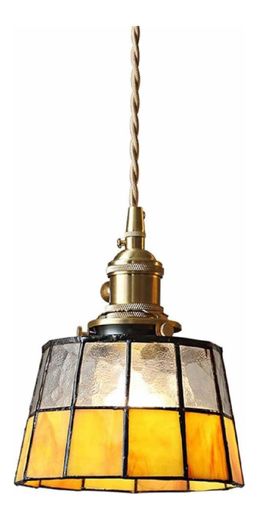 Lampadario decorativo finitura ottone dettagli in legno ottone