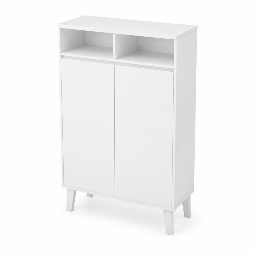 Scarpiera in MDF bianca con due ante 80x120x35