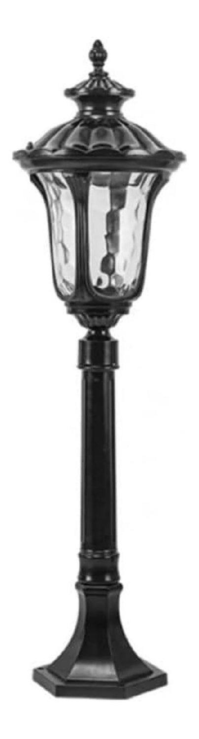 Generico Palo luminoso vetro ondulazione con diffusore in vetro in alluminio nero