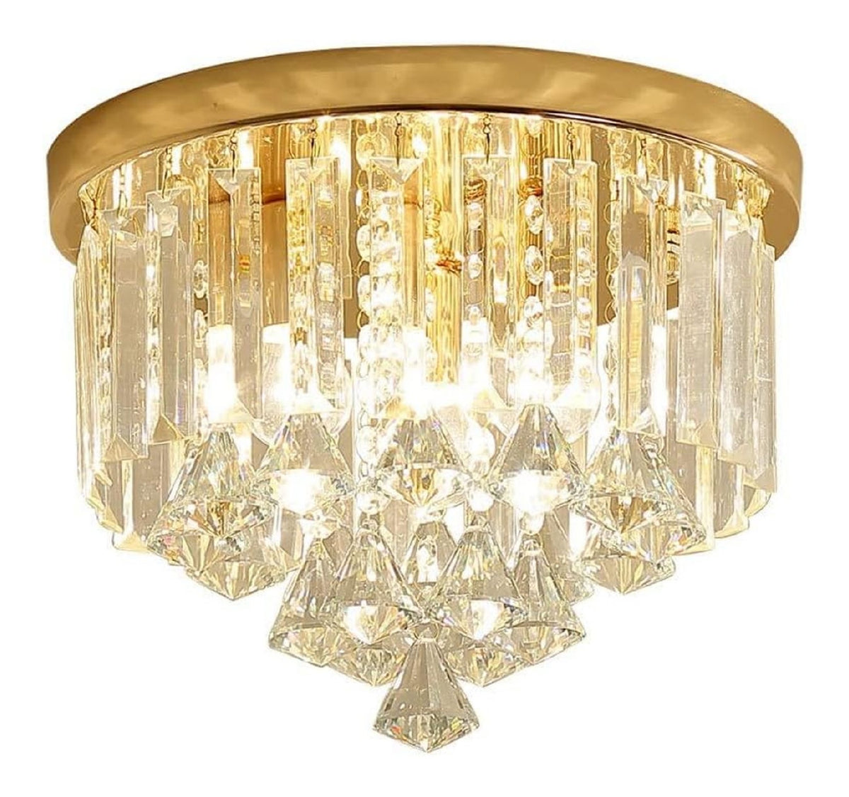 Lampada a sospensione 25 cm con cristalli oro