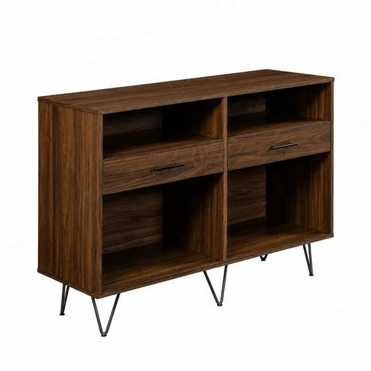 Mobile Consolle in Legno con Cassetti e Mensole, Noce, 120x40x80