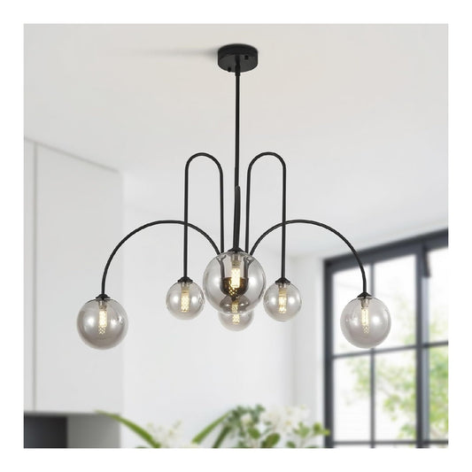 Lampadario decorativo linea minimalista con diffusore in vetro nero
