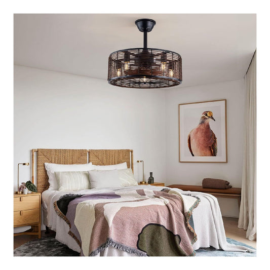 Ventilatore da soffitto con luce con telecomando regolabile nero