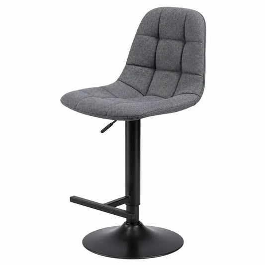 Sgabello in Tessuto Grigio con Base in Metallo