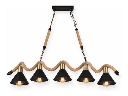 Lampadario decorativo finitura ottone stile vintage nero