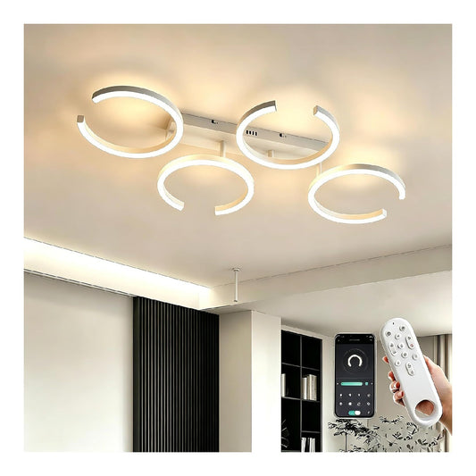 Illuminazione sospesa Plafoniera Dimmerabile Bianco anelli Lampadario bianco