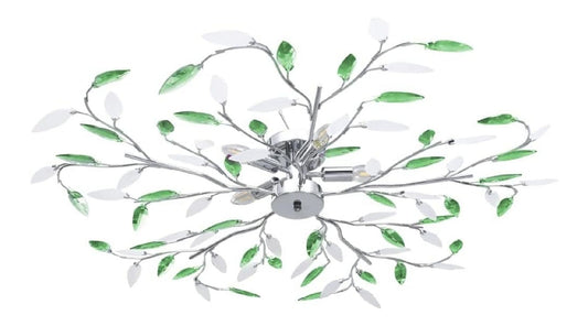 Plafoniera da soffitto con diffusore in vetro struttura in metallo verde