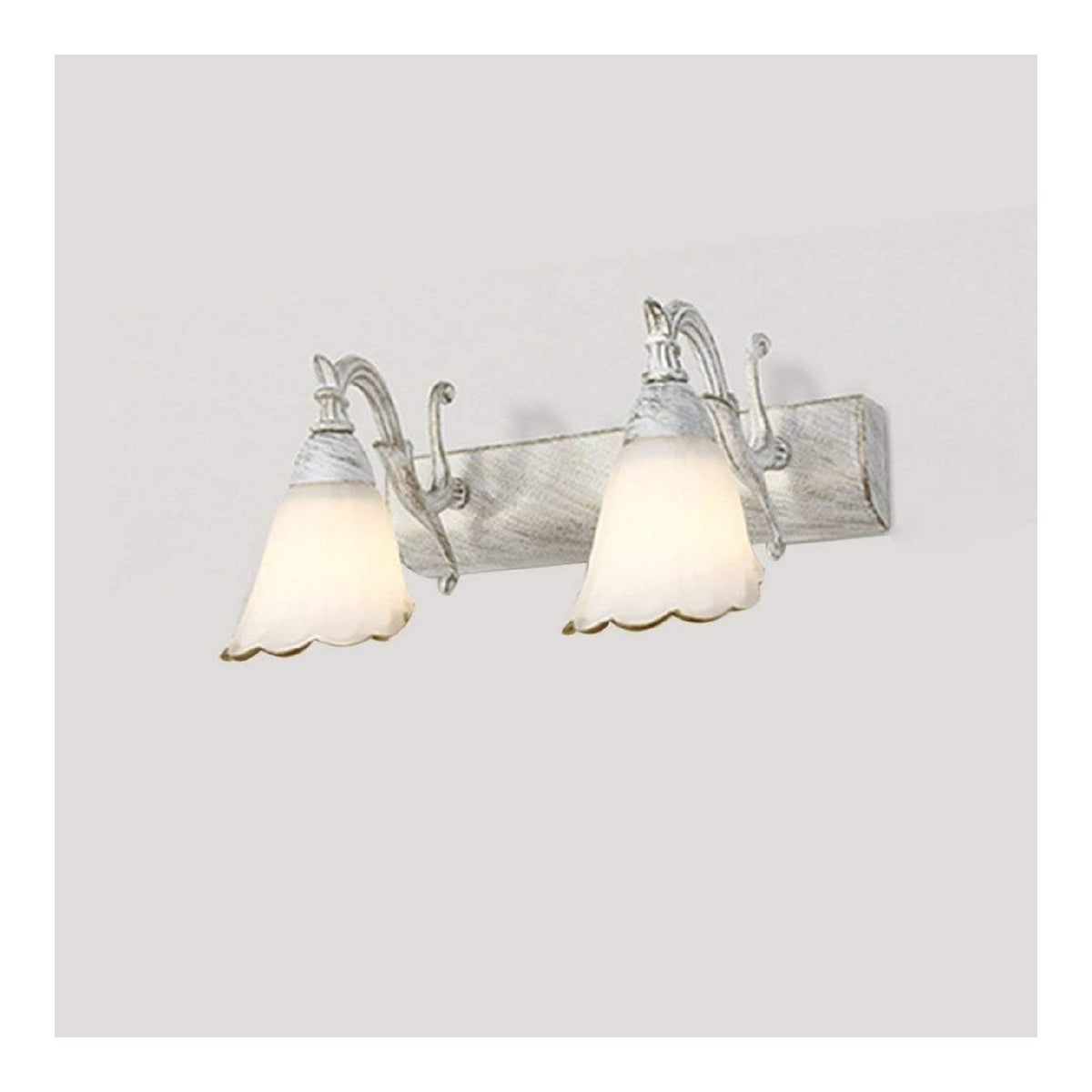 Lampada Frontale Specchio Lampada Giardino con diffusore in vetro struttura in metallo bianco