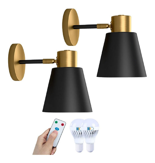 Lampadina set da 2 pezzi dimmerabile regolabile nero Applique Parete Vintage Industriale